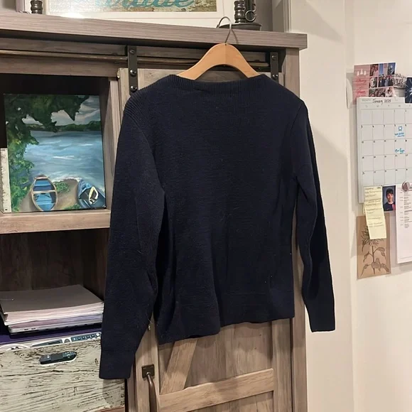 L.L. Bean Navy Soft Spun Cotton Classic Ribbed Sweater,M - Picture 5 of 7